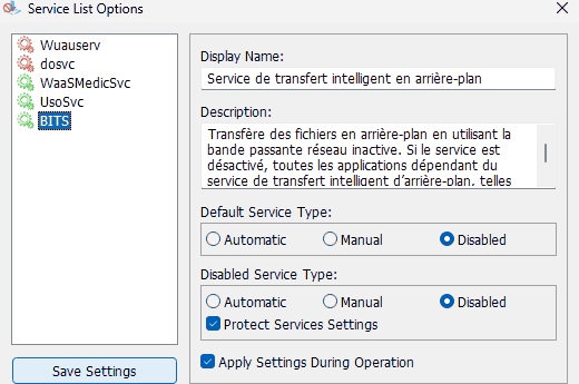 Interface de Windows Update Blocker